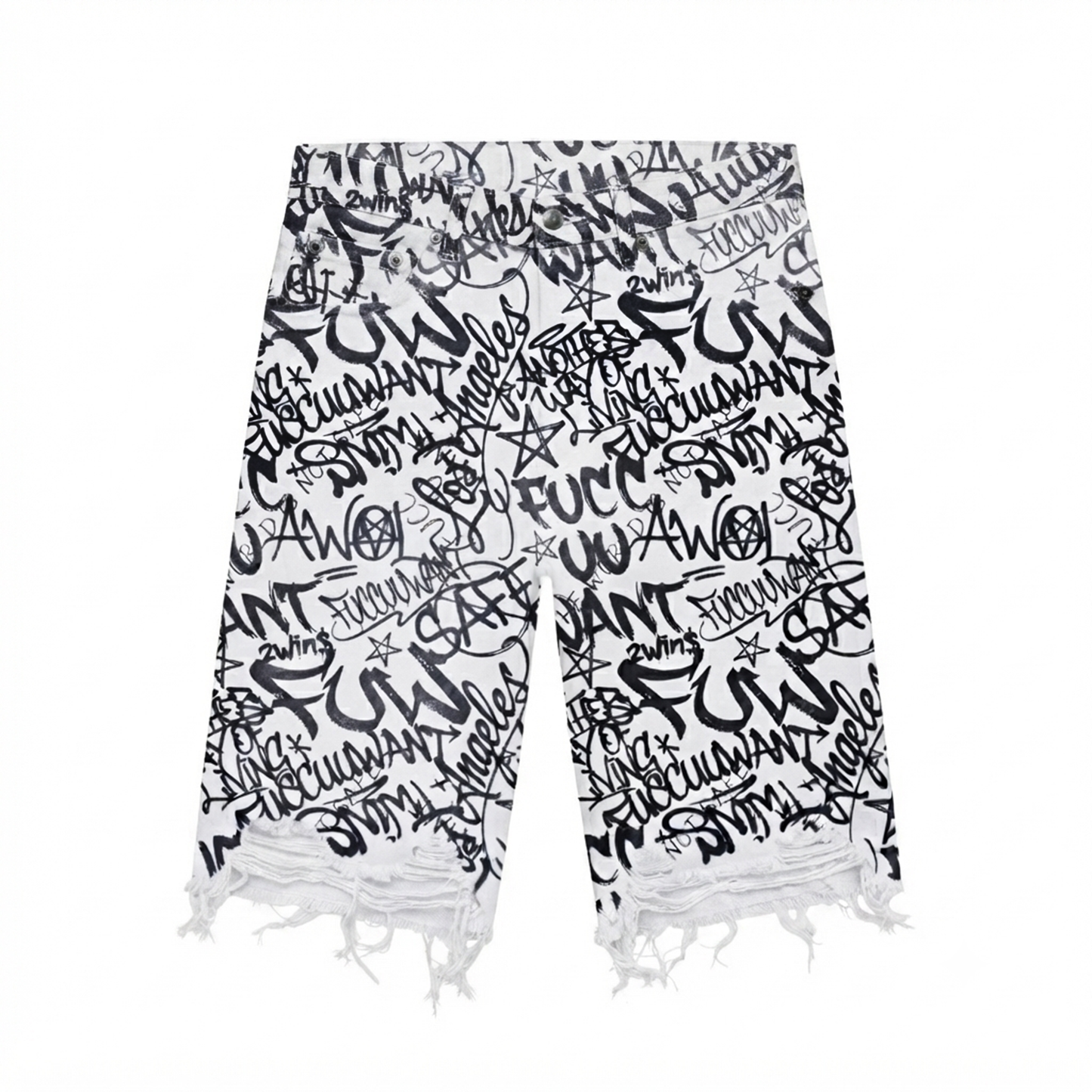 WHITE GRAFFITI JORTS