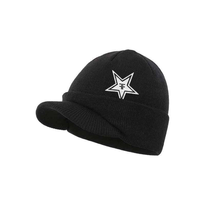 BLACK ROCKSTAR BRIM BEANIE
