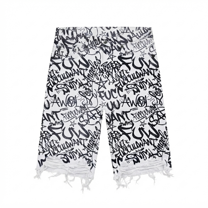 WHITE GRAFFITI JORTS
