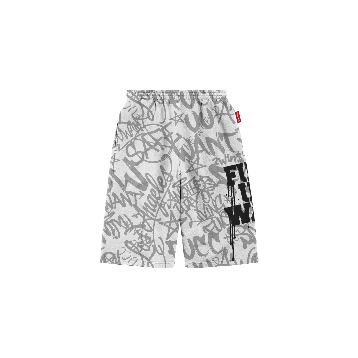 WHITE GRAFFITI SHORTS