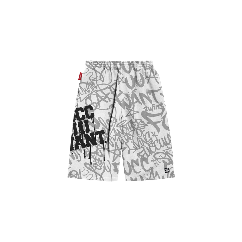 WHITE GRAFFITI SHORTS