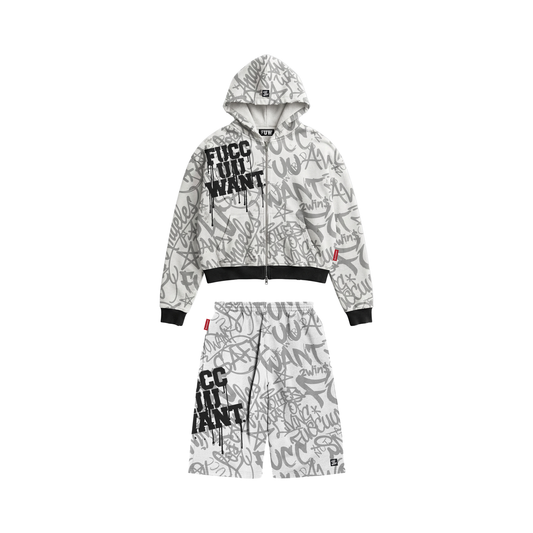 WHITE SWEATSUIT SET